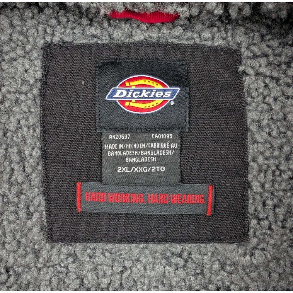 Dickies Duck Canvas Jacket Mens 2XL Fleece Lined Work Wear Hooded TJ360 Utility